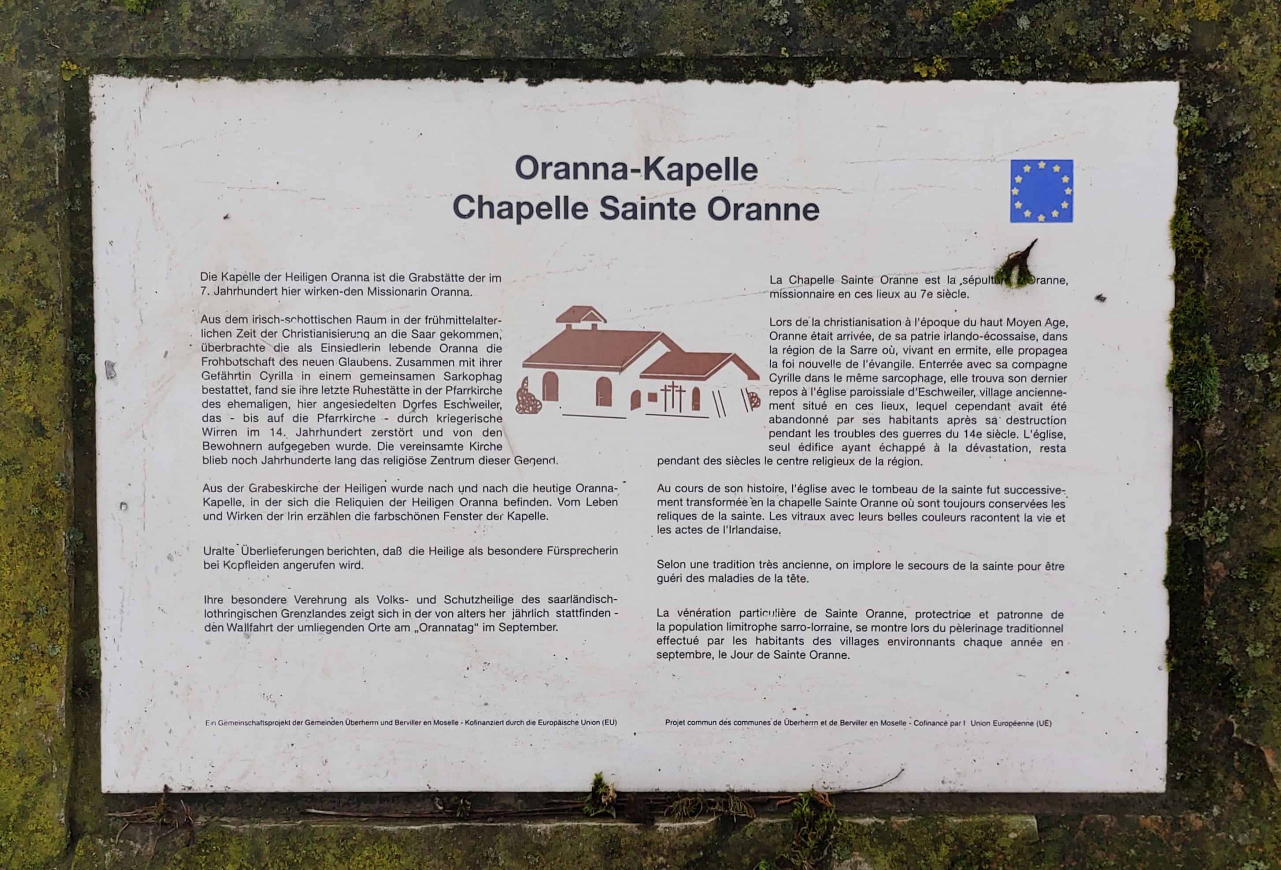 Hinweisschild Oranna-Kapelle Berus